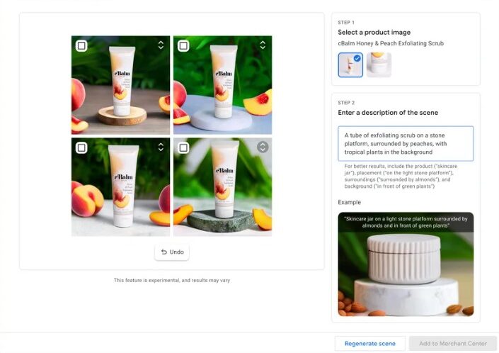 Google Product Studio, gerando imagens de produto com IA.
